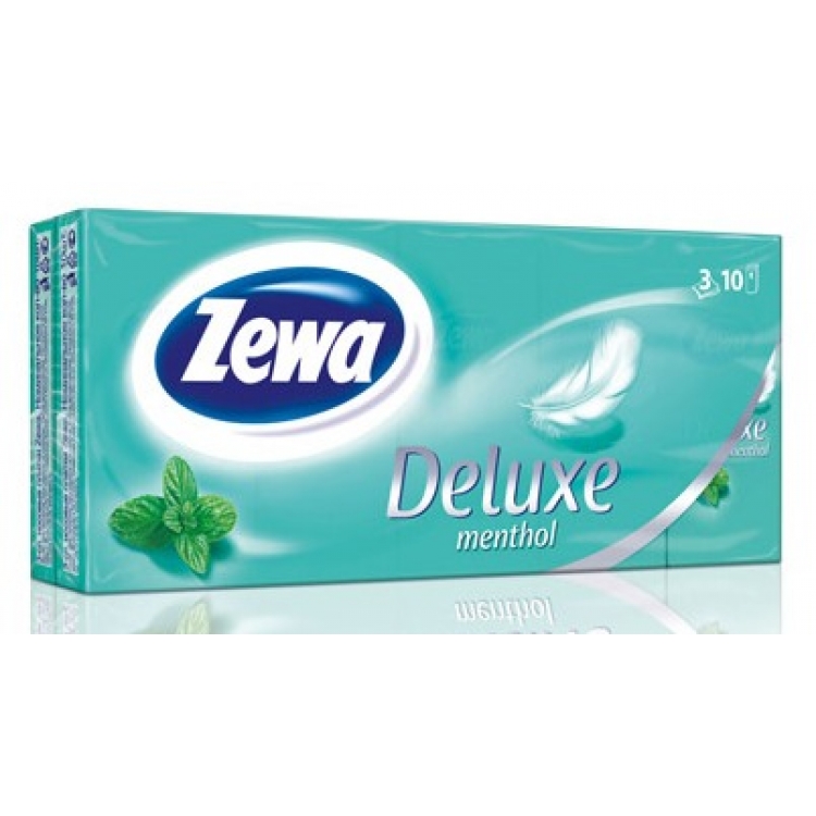 Платки Носовые Zewa Deluxe Kids Ментол 3 слойные