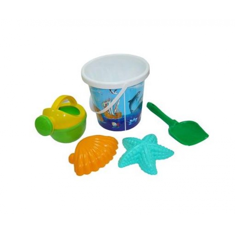 Набор №360: ведро с наклейкой, лопатка №5, формочки