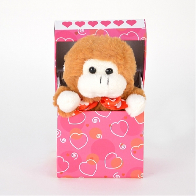 Обезьяна 13 см, музыкальная "I love you" в коробочке 10*10 см