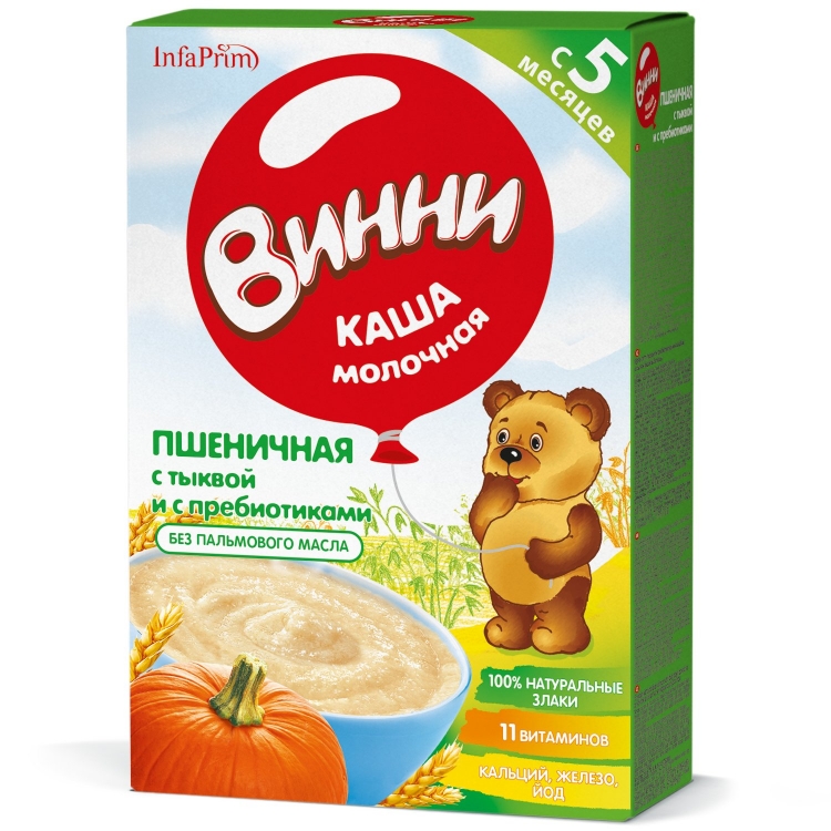 Каша Винни молочная пшеничная-тыква с пребиотиком 200г