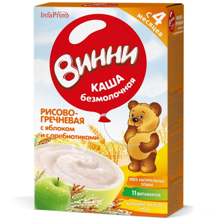 Каша Винни безмолочная рис-яблоко-пребиотик 200г
