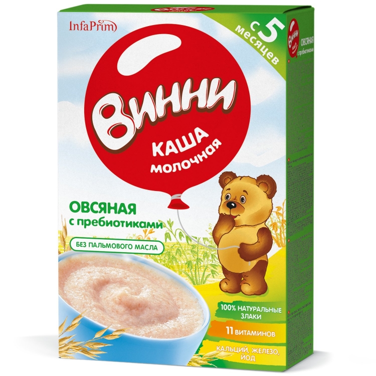 Каша Винни молочная овсяная с пребиотиком 200г