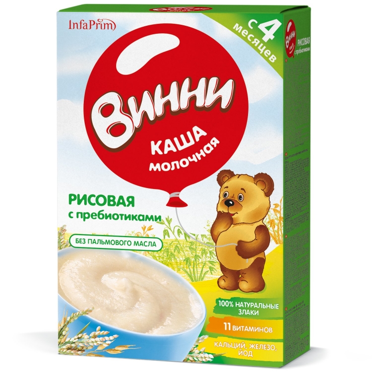Каша Винни молочная рисовая с пребиотиком 200 г