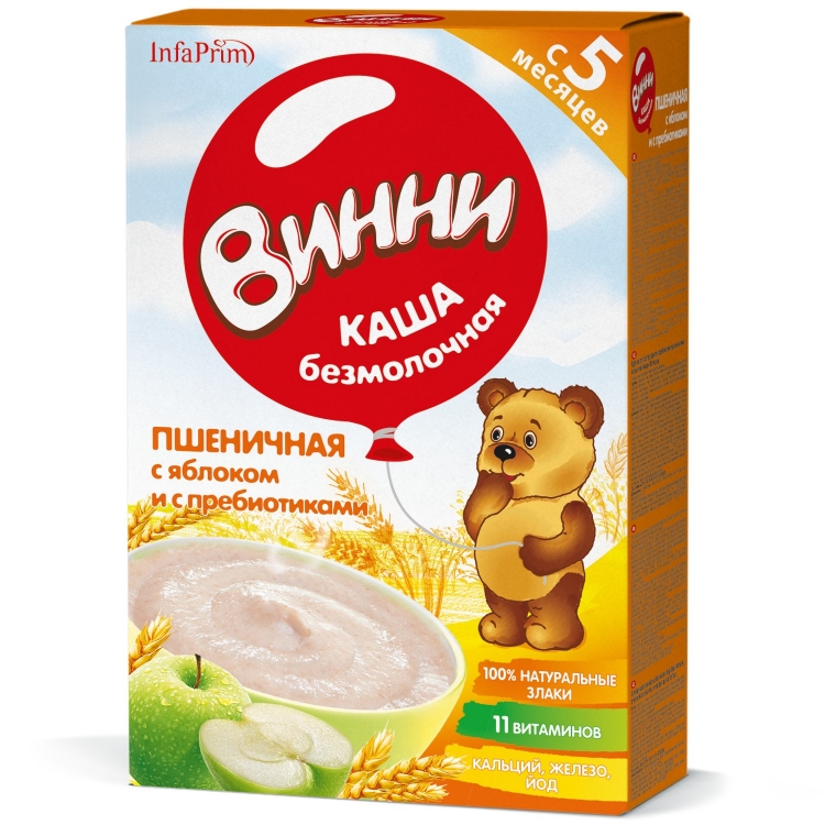 Каша Винни безмолочная пшеница-яблоко 200г