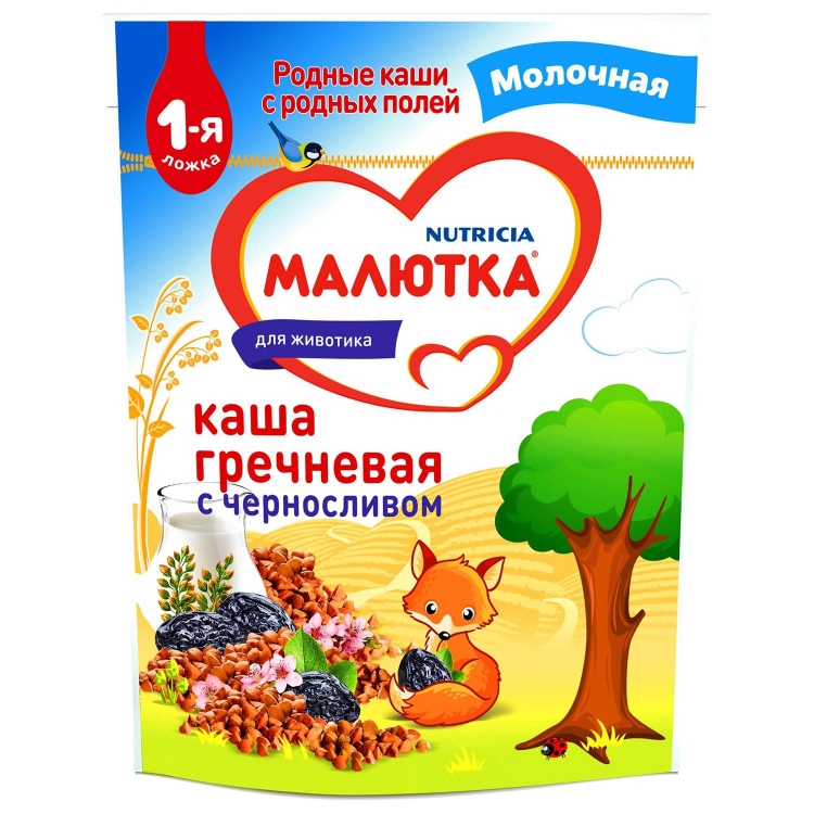 Малютка каша 220г мол. Гречка/Чернослив