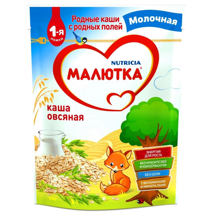 Малютка 1 молочная каша овсяная 220г.