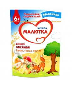 Малютка молочная каша овсяная с фруктами 220г. Малютка молочная каша овсяная с фруктами 220г.