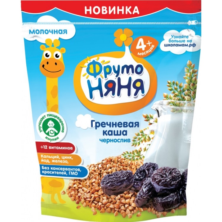 ФрутоНяня Каша молочная гречневая с черносливом 200 гр.