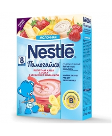 Nestle Каша Йогуртная молочная каша 3 злака с бананом и клубникой