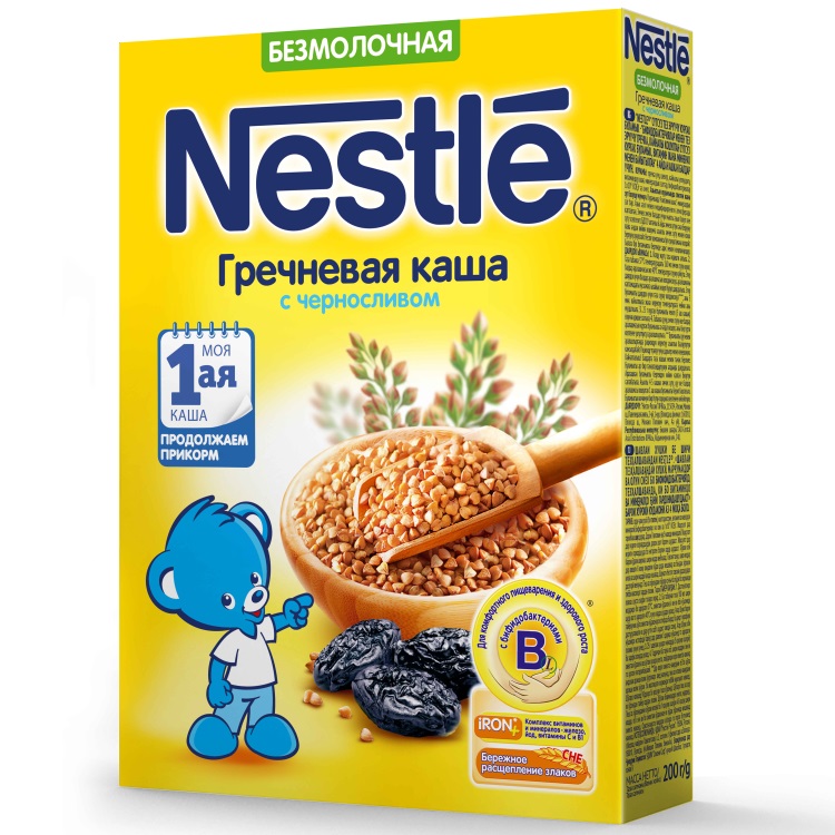 Nestle Каша Безмолочная гречневая каша с черносливом 200 гр.