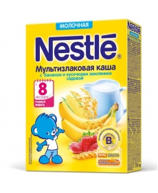 Nestle Каша Молочная Мультизлаковая Банан/Земляника 220г