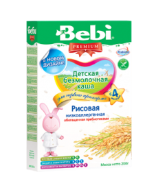 Bebi Каша безмолочная низкоаллергенная рисовая каша обогащённая пребиотиками 200г
