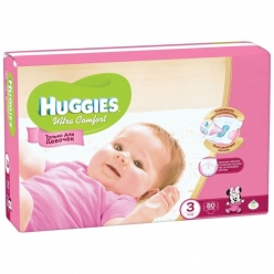 Huggies Ultra Comfort Подгузники для девочек (3) 5-9 кг - 80шт