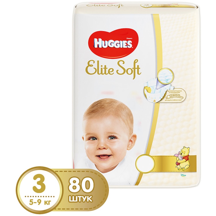 Подгузники Huggies Elite Soft (3) 5-9 кг 80 шт