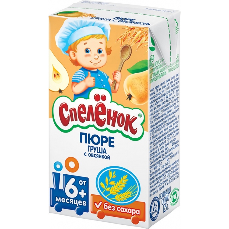 Спелёнок пюре 125г Груша/Овсяные Хлопья