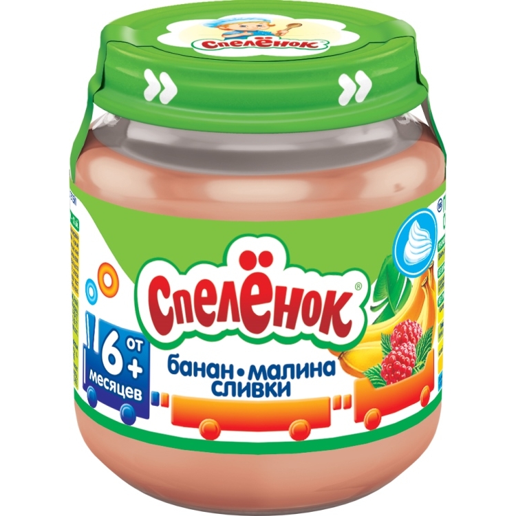 Спелёнок пюре стекло 125г Банан/Малина/Сливки