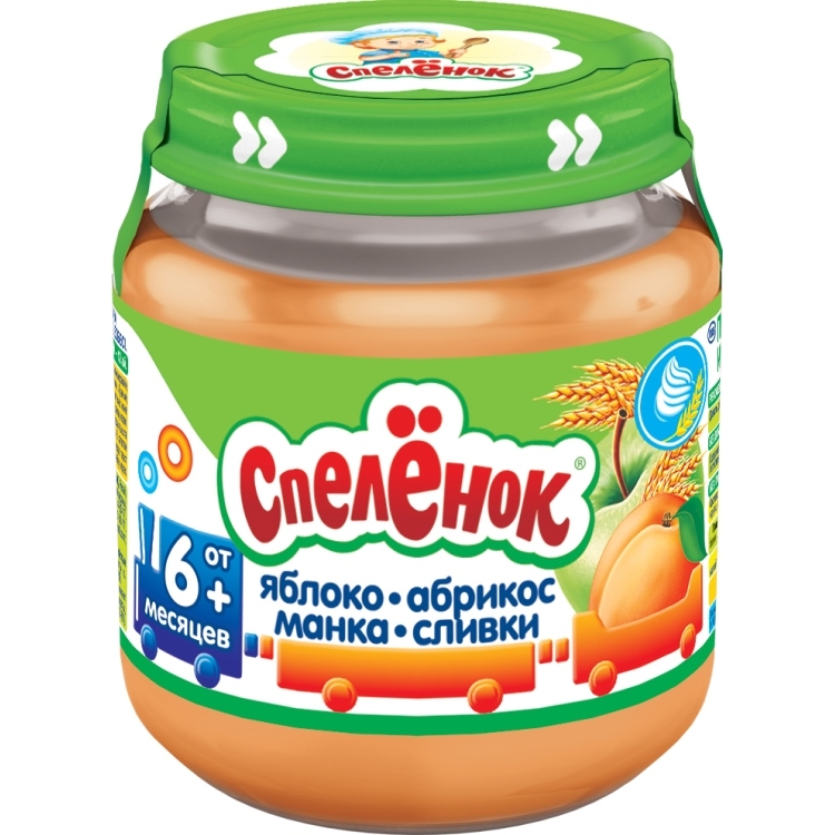 Спелёнок пюре Яблоко/Клубника/Манка/Сливки - 125г стекло