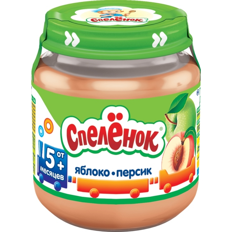 Спелёнок пюре Яблоко/Персик - 125г стекло