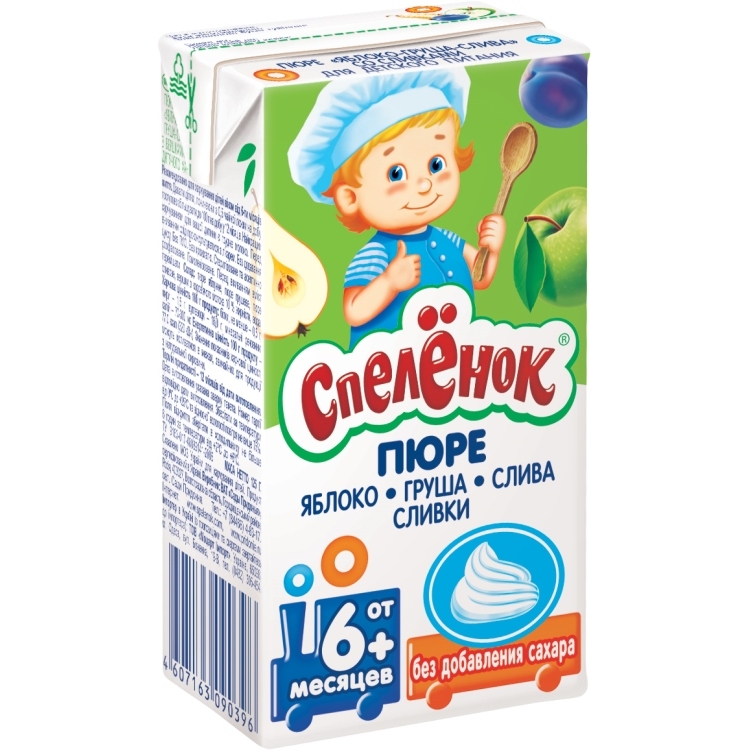 Спелёнок пюре 125г Яблоко/Груша/Слива/Сливки