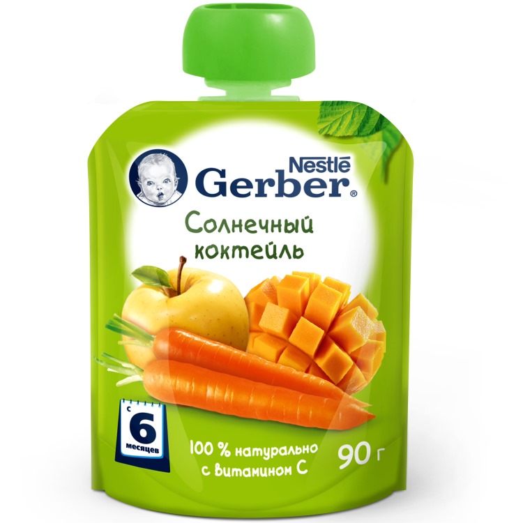 Gerber пюре 90г Солнечный коктейль