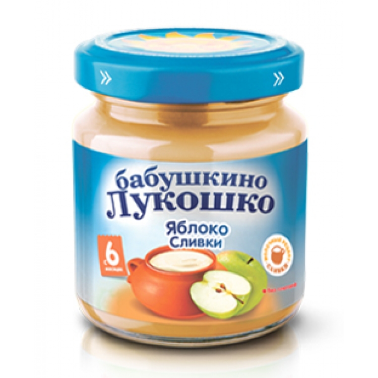 Бабушкино Лукошко пюре Яблоко/Сливки (Сахар) 100г