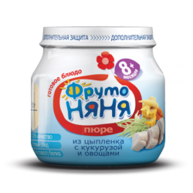 ФрутоНяня Пюре 100г Цыпленок/Кукуруза/Морковь/Капуста