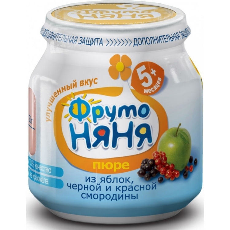 ФрутоНяня Пюре яблок, черной и красной смородины 100г