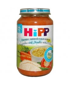 HIPP Пюре 220г Овощи с лапшой и цыпленком