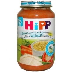 HIPP Пюре 220г Овощи с лапшой и цыпленком