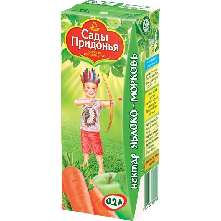 Сады Придонья Нектар 0,2л Яблоко/Морковь/Мякоть