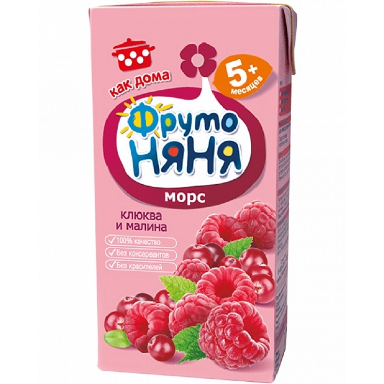 ФрутоНяня 0,2л Морс из клюквы и малины