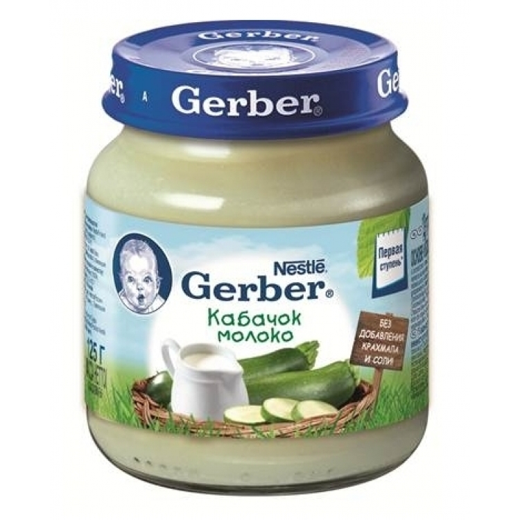 Gerber пюре 125г Молоко/Кабачок