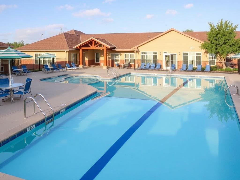 Recreation centers with a swimming poolфото